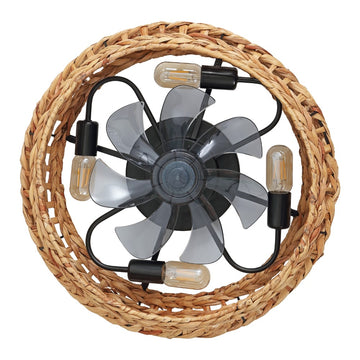 Archer 20.25" 4-Light Coastal Bohemian 6-Speed Metal/Seagrass Mobile-App/Remote-Controlled Lantern LED Ceiling Fan - JONATHAN Y